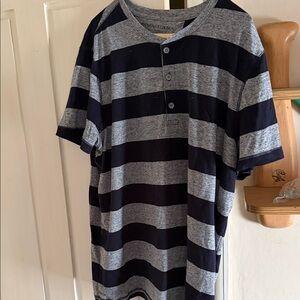 Banana Republic Gray and Black Striped Casual Shirt
